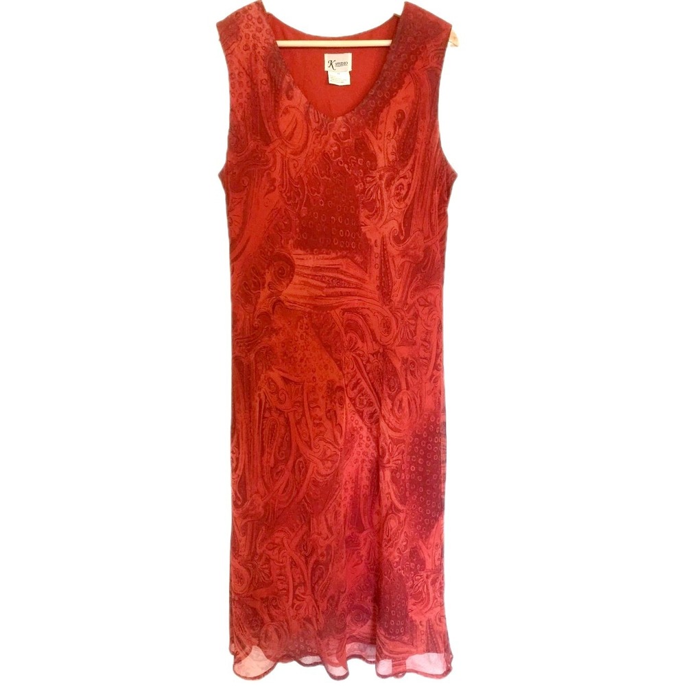 Vintage K Studio Dress Size 16 Red 90s Sleeveless‎ Ankle Length